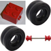LEGO Red Tyre 14 x 10 Double Smooth with Brick 2 x 2 with Red Double Wheels