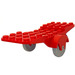 LEGO Rood Voertuig Basis 10 x 4 met Twee Wielen Licht Grijs