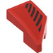 LEGO Rood Wig 1 x 2 Links met Kort Zwart Strepen Sticker (29120)