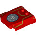 LEGO Rosso Cuneo 4 x 4 Curvo con Arc Reactor, Gold Strisce (45677 / 74378)