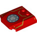 LEGO rouge Coin 4 x 4 Incurvé avec Arc Reactor, Gold Rayures (45677 / 74378)