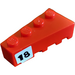 LEGO rot Keil Backstein 2 x 4 Links mit 18 auf Weiß Background Aufkleber (41768)
