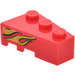 LEGO Rood Wig Steen 3 x 2 Rechts met Dubbele Oranje Vlam Sticker (6564)