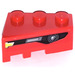 LEGO Rood Wig Steen 3 x 2 Rechtsaf met Frontgrille Links Sticker (6564)