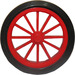 LEGO Rojo Wheel 8 x 35 with 12 Spokes with Black Large Tire Solid