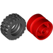 LEGO Red Wheel Hub 14.8 x 16.8 with Centre Groove with Black Tire 30.4 x 14