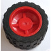 LEGO Red Wheel Hub 14.8 x 16.8 with Centre Groove with Tire 24 x 14 Shallow Tread (Tread Small Hub) without Band around Center of Tread