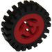 LEGO Red Wheel Hub 8 x 17.5 with Axlehole with Narrow Tire 24 x 7 with Ridges Inside
