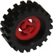 LEGO Rot Wheel Hub 8 x 17.5 with Axlehole with Tire 30 x 10.5 with Ridges Inside