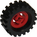LEGO Red Wheel Hub 8 x 17.5 with Axlehole with Tire 30 x 10.5 with Ridges Inside