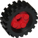 레고 빨간색 Wheel Rim 10 x 17.4 with 4 Studs and Technic Peghole with Tire 30 x 10.5 with Ridges Inside