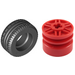 LEGO Czerwony Wheel Rim Ø18 x 14 with Axle Hole with Tire Ø30.4 x 14 (Thick Rubber)