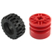 LEGO rot Rad Felge Ø18 x 14 mit Achse Loch mit Reifen Ø 30.4 x 14 mit Offset Treten Muster und Band around Center