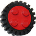 LEGO rouge Roue Jante 8 x 18 avec 4 Goujons et Cylindrique Essieu avec Narrow Pneu 24 x 7 avec Ridges Inside