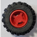 LEGO Rood Wheel Rim Wide Ø11 x 12 with Notched Hole with Tire 21mm D. x 12mm - Offset Tread Small Wide with Slightly Bevelled Edge and no Band