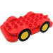 LEGO rot Wheelbase 4 x 8 mit Gelb Räder (15319 / 24911)