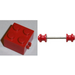 LEGO Rood Wielen Aan metal As For Dually Band met Steen 2 x 2 met Wielen Houder (Open Loops)