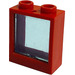 LEGO Rød Window 1 x 2 x 2 without Sill with Transparent Light Blue Glass