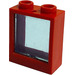 LEGO Rood Venster 1 x 2 x 2 zonder Sill met Transparant Light Blauw Glas
