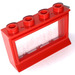 LEGO Rood Venster 1 x 4 x 2 Classic met Fixed Glas en Lange dorpel