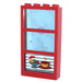 LEGO Red Window 1 x 4 x 6 with 3 Panes and Transparent Light Blue Fixed Glass with Transparent Light Blue Glass and Ice Cream Sticker (6160)