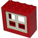 LEGO rot Fenster 2 x 4 x 3 Rahmen mit Weiß Pane