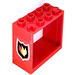 LEGO Red Window 2 x 4 x 3 with Fire Logo Sticker with Square Holes (60598)