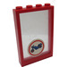 LEGO Red Window Frame 1 x 4 x 5 with Fixed Glass with Motorcycle and Red Circle Sticker