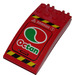 LEGO rouge Pare-brise 4 x 8 x 2 Incurvé Charnière avec Octan logo et Noir/Jaune warning Rayures Autocollant (46413)