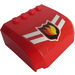 LEGO Rood Voorruit 5 x 6 x 2 Gebogen met Brand logo met Twee Wit Strepen Sticker (61484)