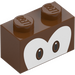 LEGO Reddish Brown Brick 1 x 2 with brown eyes with Bottom Tube (3004 / 103790)