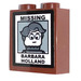 LEGO Reddish Brown Brick 1 x 2 x 2 with Missing Barbara Holland Sticker with Inside Stud Holder (3245)
