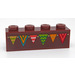 LEGO Reddish Brown Brick 1 x 4 with Pennant Banner Sticker (3010)