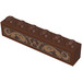 LEGO Reddish Brown Brick 1 x 6 with ‘W’ and Two Weasels Wood Carving Sticker