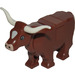 LEGO Punaruskea Cow with White Patch on Head and Long Horns