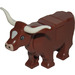 LEGO Reddish Brown Cow with White Patch on Head and Long Horns