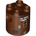 LEGO Roodachtig bruin Cilinder 2 x 2 x 2 Robot Body met Zwart, Wit, en Grijs Astromech Droid Patroon (Onbepaald) (90667)