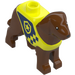 LEGO Reddish Brown Dog with Vibrant Yellow Vest with Dark Blue and Police Badge (105752)