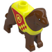 LEGO Reddish Brown Dog with Vibrant Yellow Vest with Red and Fire Logo (105774)