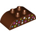 LEGO Reddish Brown Duplo Brick 2 x 4 with Curved Sides with Blue, White, Green and Pink Spots (37193 / 98223)