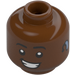 LEGO Reddish Brown Head with Clenched-Teeth Smile and Hearing Aid (Recessed Solid Stud) (3626 / 100320)