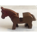 LEGO Reddish Brown Horse with Black Eyes and Red Bridle