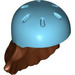 LEGO Reddish Brown Mid-Length Hair with Medium Azure Sports Helmet (2137)