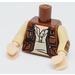 LEGO Rötliches Braun Minifigur Torso Weste mit 4 Pockets mit Golden Zippers over Beige Hemd (Owen Grady) (973)