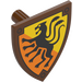 LEGO Reddish Brown Minifigure Shield with Black Lion on Yellow and Orange (3846 / 107315)