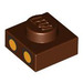 LEGO Roodachtig Bruin Plaat 1 x 1 met Twee Oranje Spots (3024 / 107324)