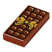LEGO Roodachtig Bruin Tegel 1 x 2 met Chocolate Staaf en Gold Bow met groef (3069 / 25395)