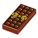 LEGO Reddish Brown Tile 1 x 2 with Chocolate Bar and Gold Bow with Groove (3069 / 25395)