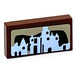 LEGO Reddish Brown Tile 1 x 2 with Landscape with Castle Sticker with Groove (3069)