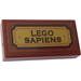 LEGO Reddish Brown Tile 1 x 2 with &#039;LEGO SAPIENS&#039; Sticker with Groove (3069)